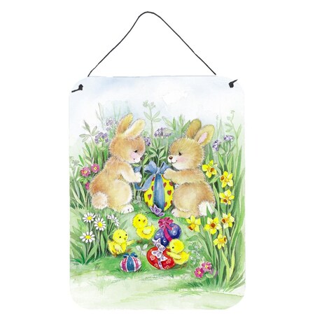 Carolines Treasures Brown Easter Bunnies with Eggs Wall or Door Hanging Prints APH0685DS1216